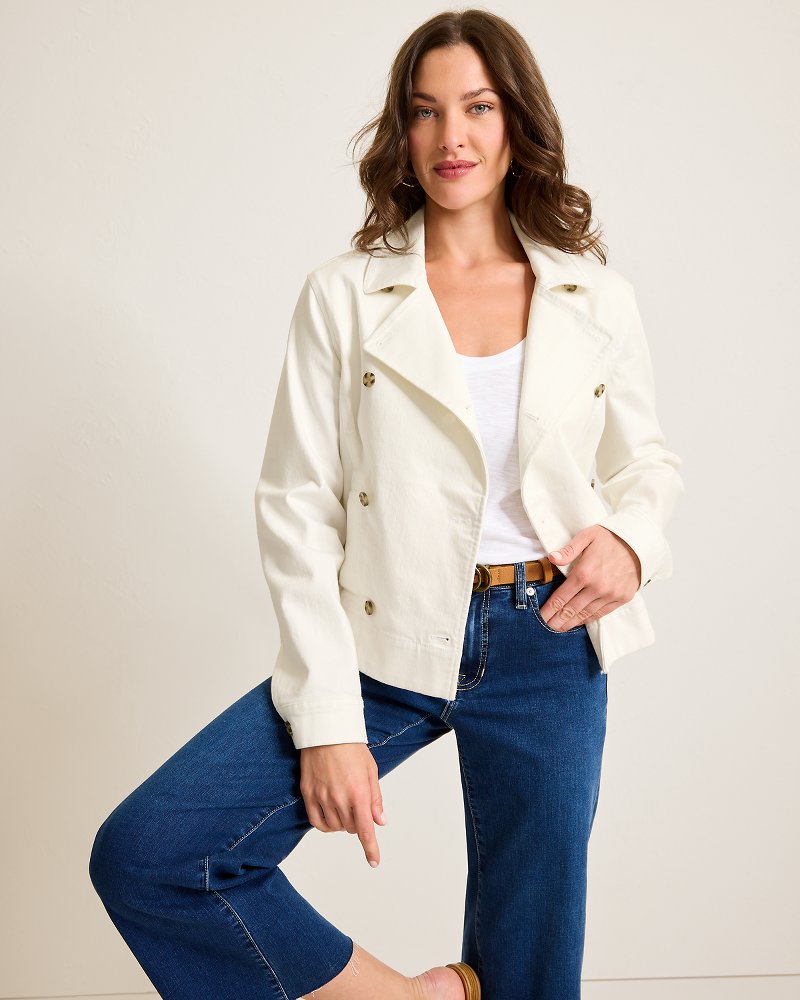 Cotton Twill Cropped Peacoat - Tommy Bahama Women