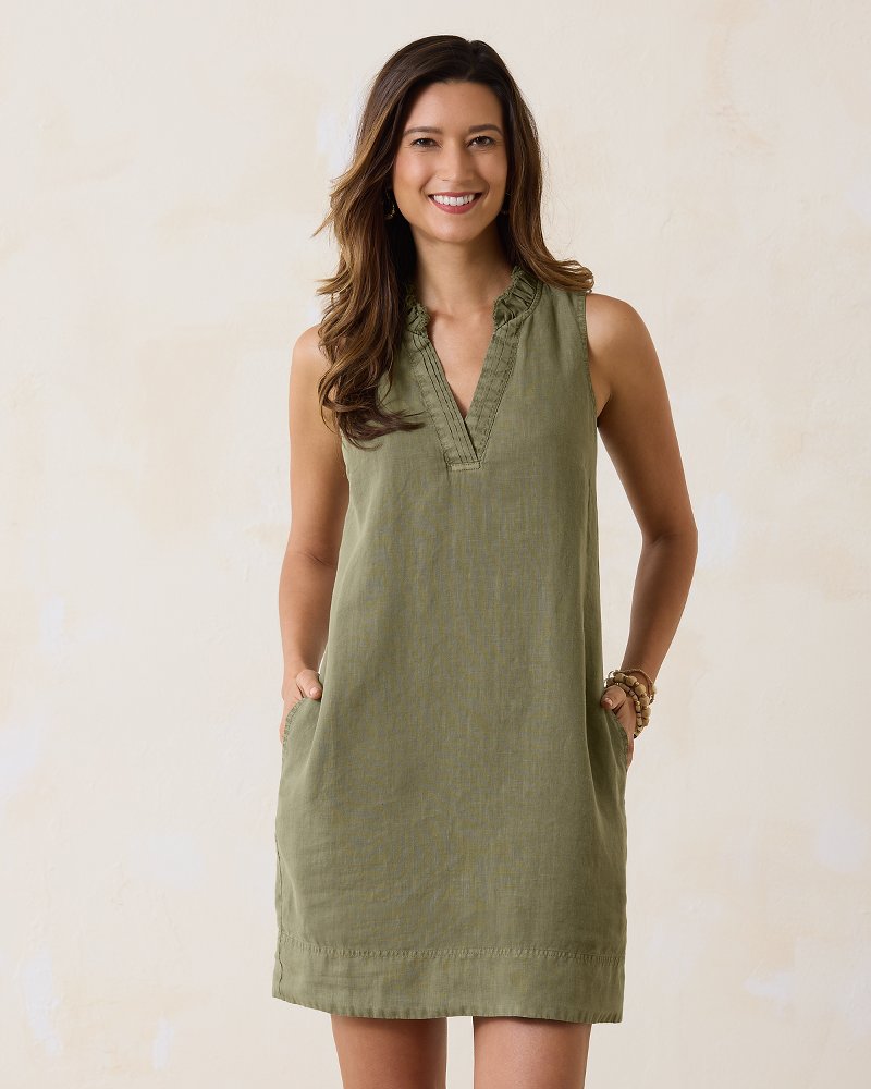 Two Palms Double-Ruffle Linen Dress - Tommy Bahama Women