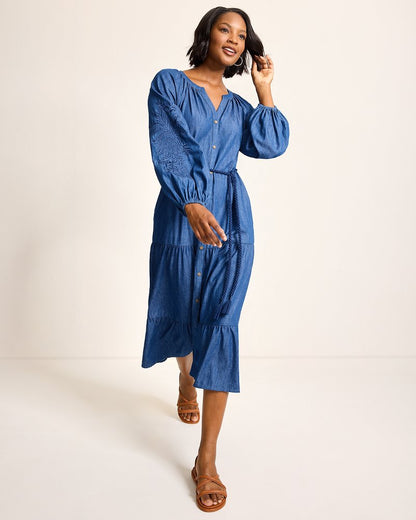 Indigo Cove Embroidered Midi Dress - Tommy Bahama Women