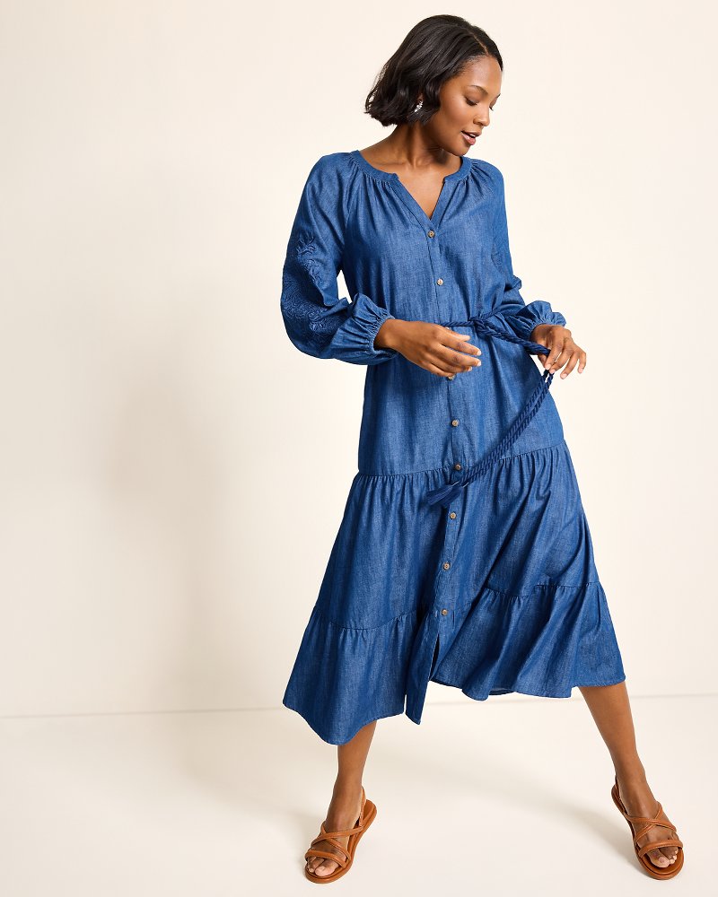 Indigo Cove Embroidered Midi Dress - Tommy Bahama Women