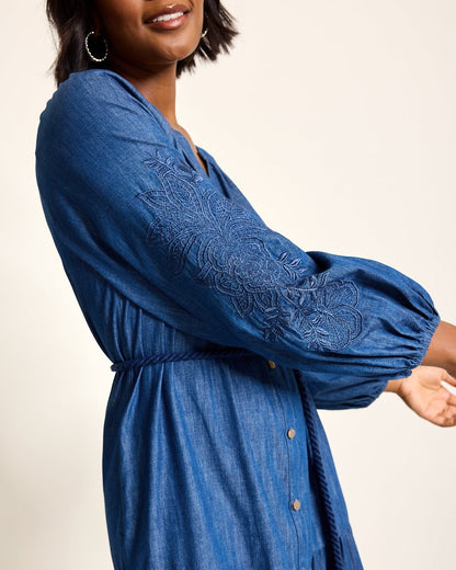 Indigo Cove Embroidered Midi Dress - Tommy Bahama Women