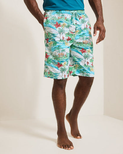 Big & Tall Woven Tropical Print Pajama Shorts - Tommy Bahama Men