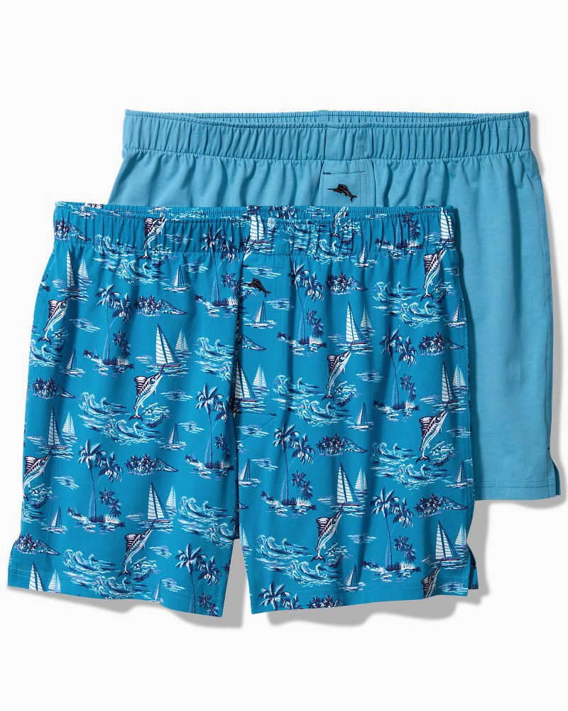 Cotton Knit Marlin Print Boxers — 2-Pack - Tommy Bahama Men
