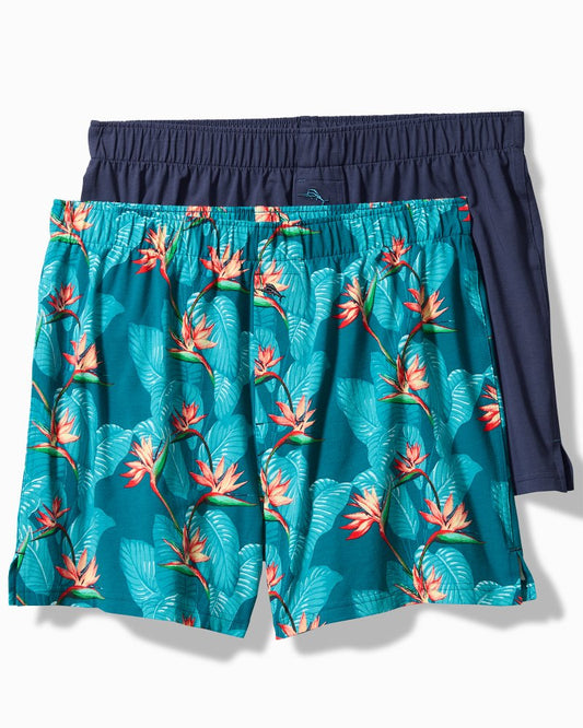 Big & Tall Tropical Print & Solid Knit Boxers—2-Pack - Tommy Bahama Men