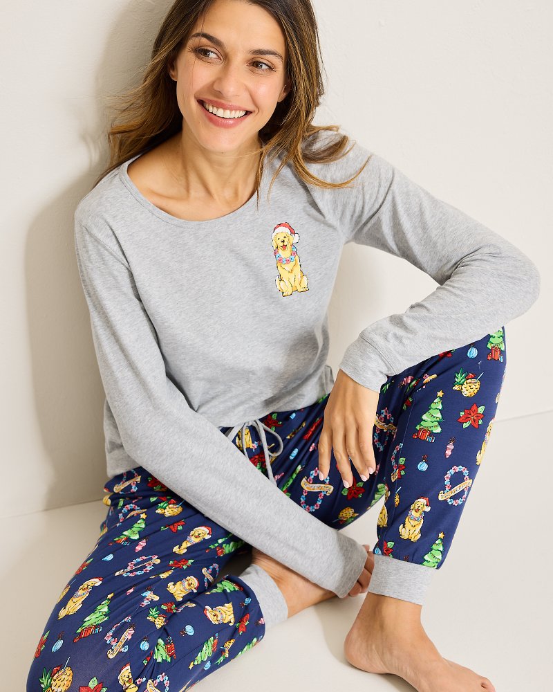 Holiday Dog Long Sleeve & Pants Family Pajama Set - Tommy Bahama Women