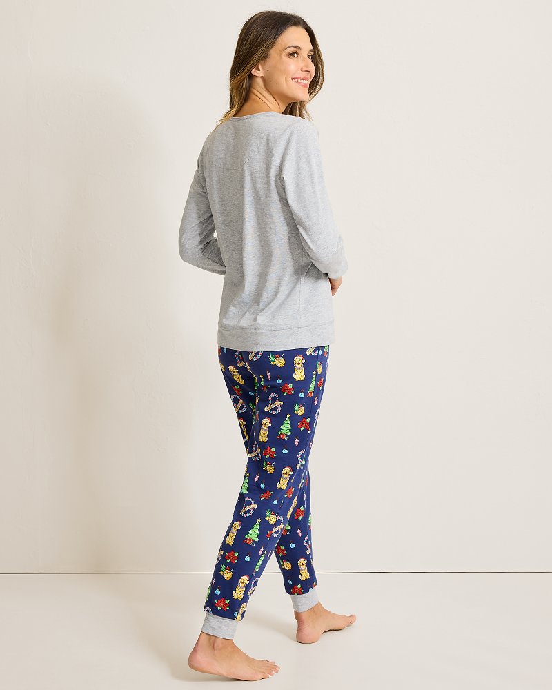 Holiday Dog Long Sleeve & Pants Family Pajama Set - Tommy Bahama Women