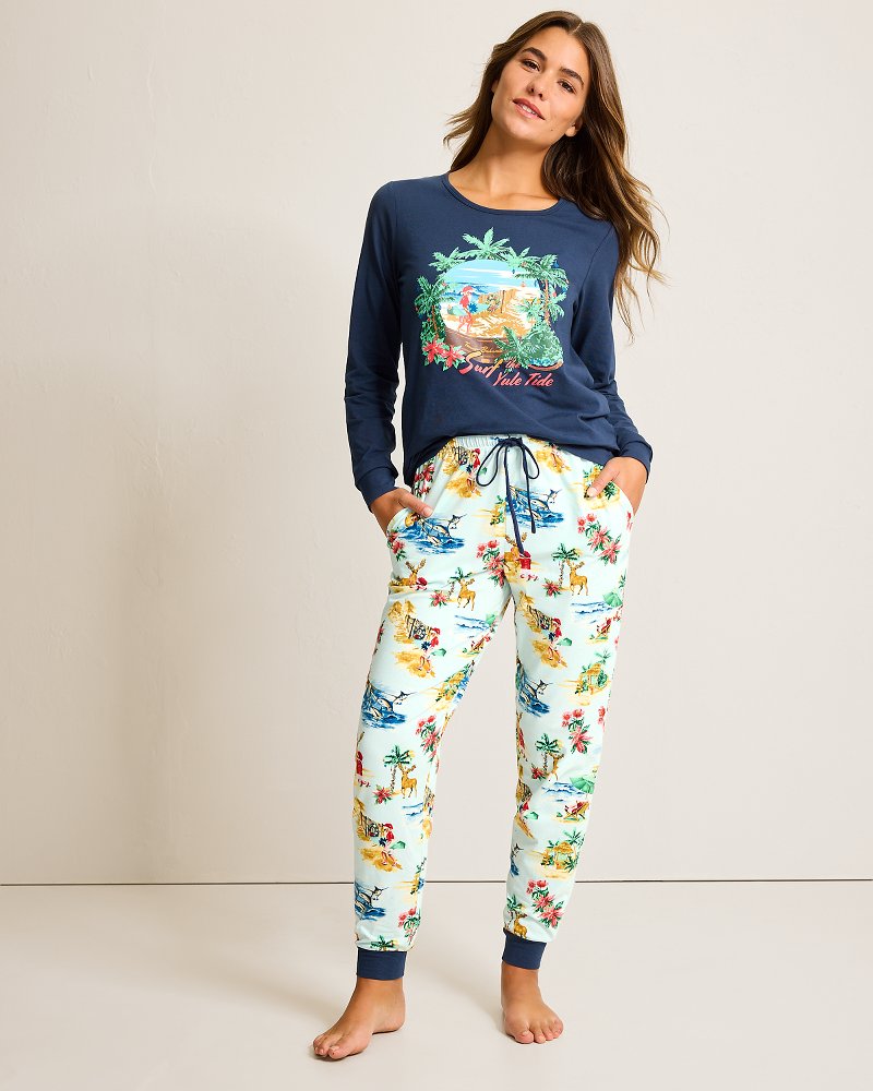 Holiday Santa Long Sleeve & Pants Pajama Set - Tommy Bahama Women