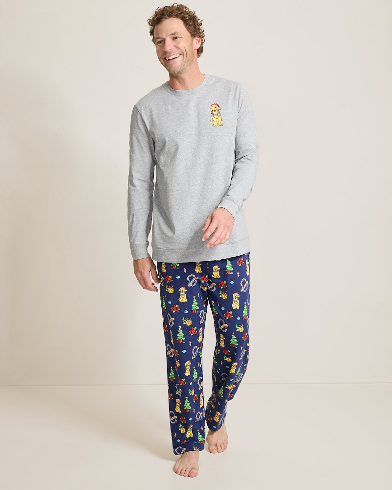 Holiday Dog Long Sleeve & Pants Pajama Set - Tommy Bahama Men