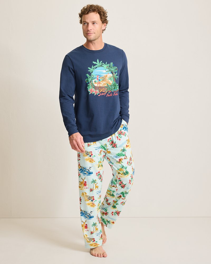 Holiday Santa Long Sleeve & Pants Pajama Set - Tommy Bahama Men