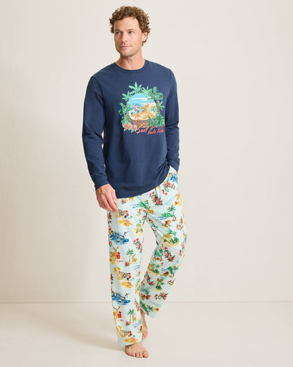 Holiday Santa Long Sleeve & Pants Pajama Set - Tommy Bahama Men