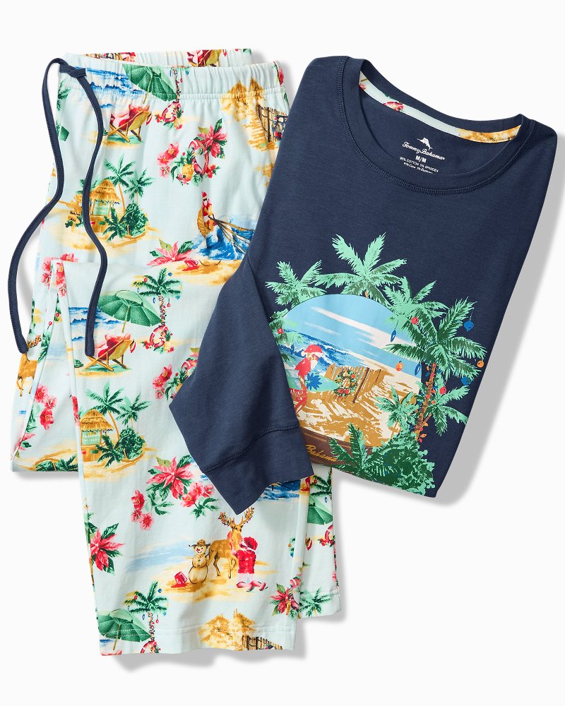 Holiday Santa Long Sleeve & Pants Pajama Set - Tommy Bahama Men