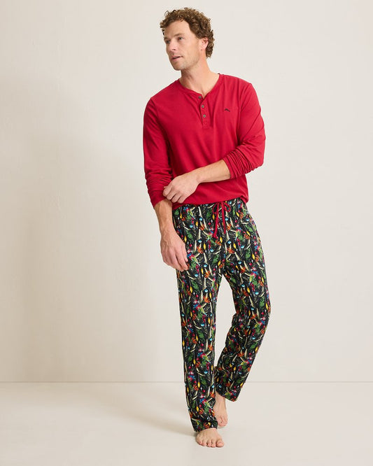 Holiday Parrot Henley & Pants Pajama Set - Tommy Bahama Men