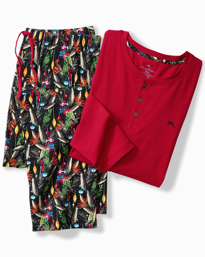 Holiday Parrot Henley & Pants Pajama Set - Tommy Bahama Men