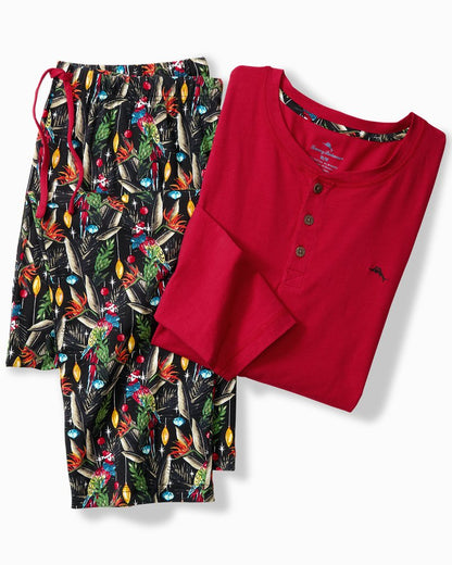 Holiday Parrot Henley & Pants Pajama Set - Tommy Bahama Men