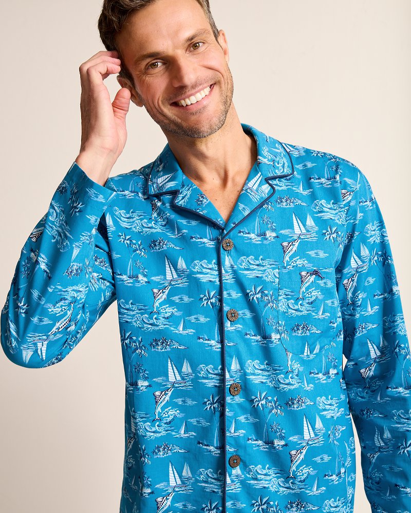 Woven Long Sleeve & Pants Pajama Set - Tommy Bahama Men