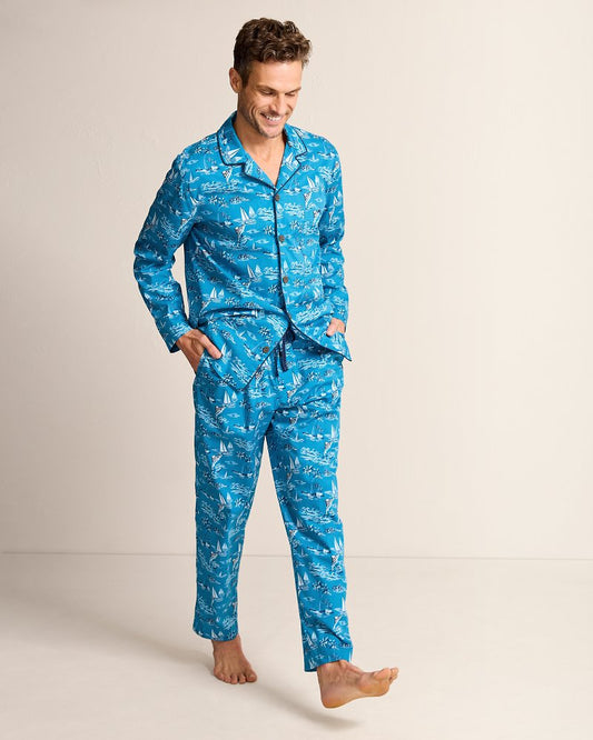 Big & Tall Woven Long Sleeve & Pants Pajama Set - Tommy Bahama Men