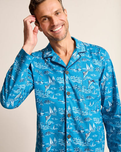 Big & Tall Woven Long Sleeve & Pants Pajama Set - Tommy Bahama Men