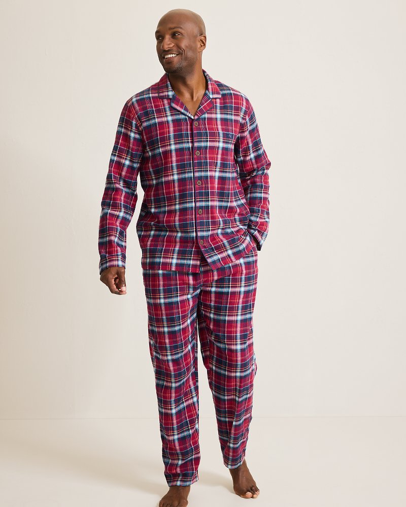 Big & Tall Flannel Long Sleeve & Pants Pajama Set - Tommy Bahama Men