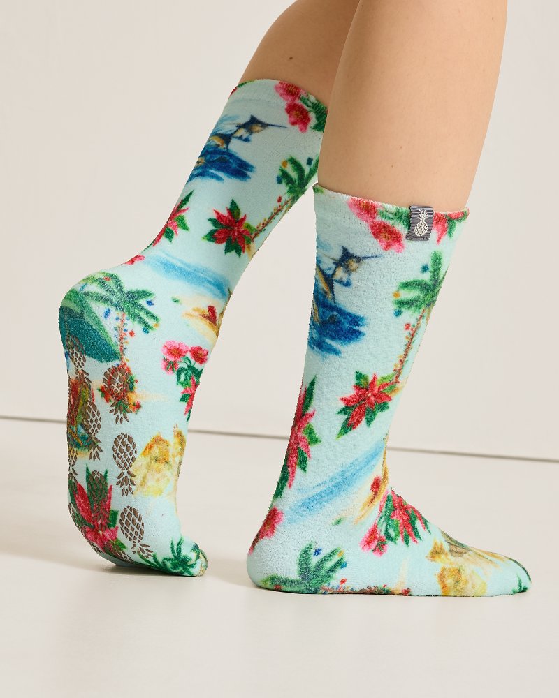 Island Soft® Holiday Santa Socks - Tommy Bahama Women