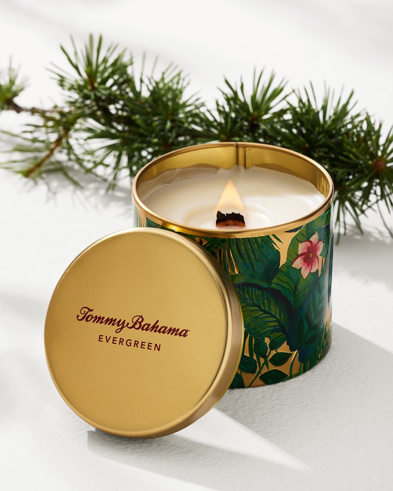 Evergreen 10.6-oz. Floral Embossed Candle Tin - Tommy Bahama Beach & Home