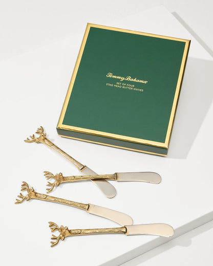 Brass and Stainless Steel Stag Butter Knives - Set of 4 - Tommy Bahama Beach & Home