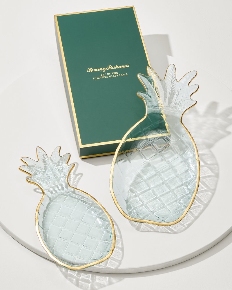 Glass Pineapple Trays — Set of 2 - Tommy Bahama Beach & Home
