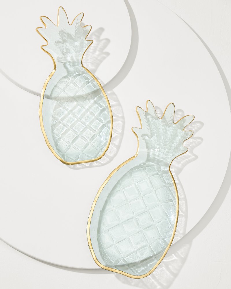 Glass Pineapple Trays — Set of 2 - Tommy Bahama Beach & Home