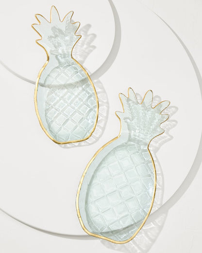 Glass Pineapple Trays — Set of 2 - Tommy Bahama Beach & Home