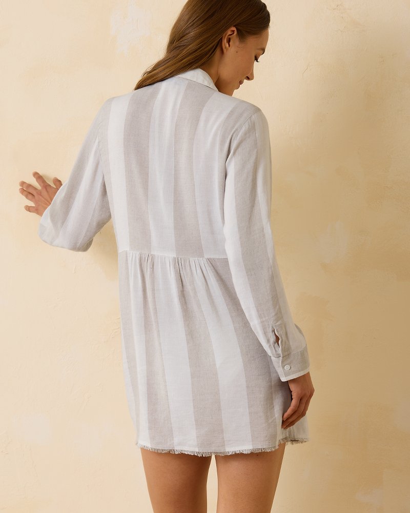 St. Lucia Linen-Blend Rugby Stripe Beach Shirt - Tommy Bahama Women