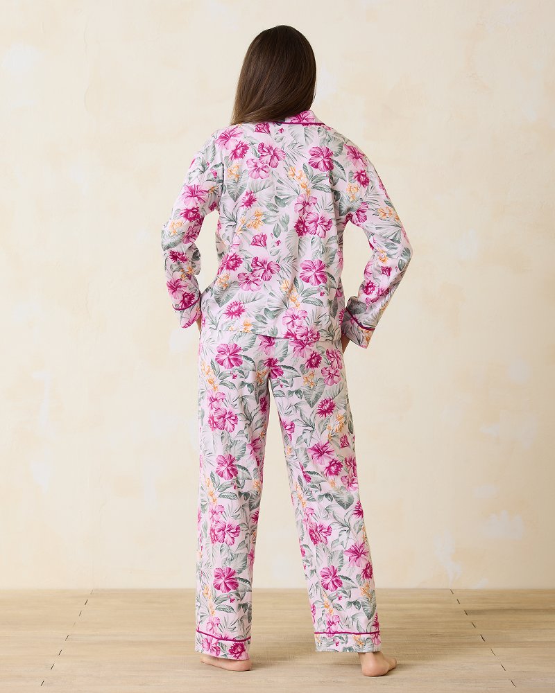 Woven Sateen Long Sleeve & Pants Pajama Set - Tommy Bahama Women