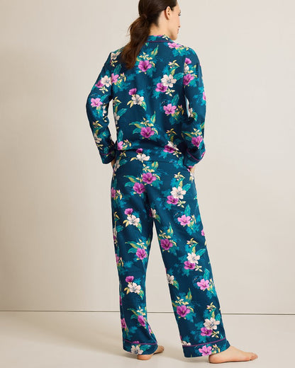 Woven Sateen Long Sleeve & Pants Pajama Set - Tommy Bahama Women