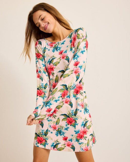 Knit Long-Sleeve Short Sleep Dress - Tommy Bahama Women