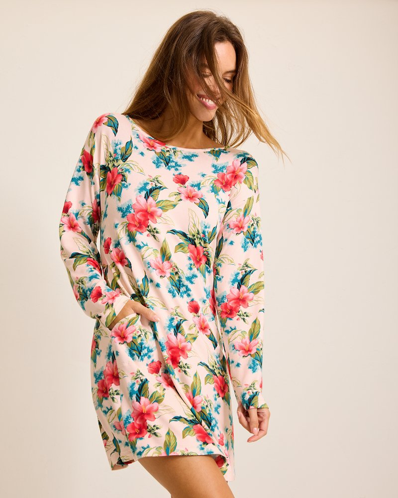 Knit Long-Sleeve Short Sleep Dress - Tommy Bahama Women