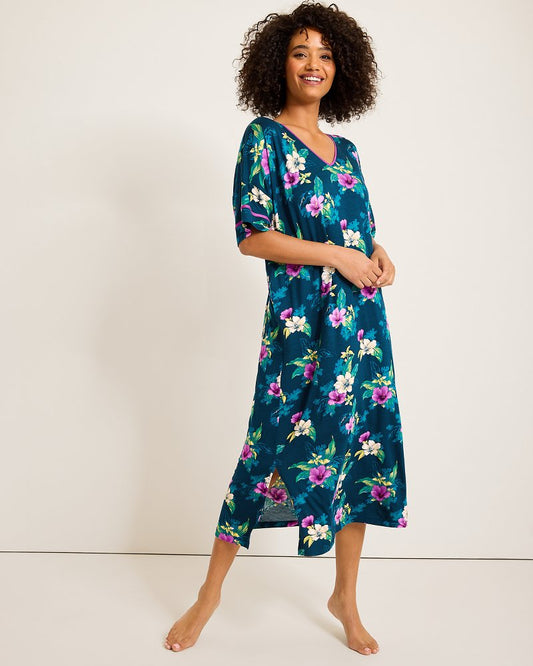 Jersey Short-Sleeve Maxi Sleep Caftan - Tommy Bahama Women