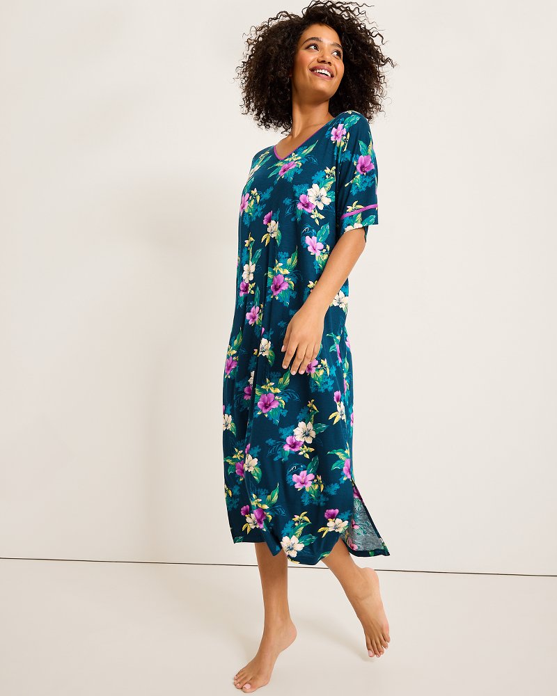 Jersey Short-Sleeve Maxi Sleep Caftan - Tommy Bahama Women